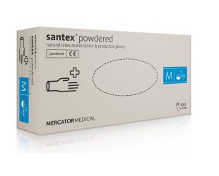 Luva De Exame Látex Com Pó Santex Powdered Fingertip Textured